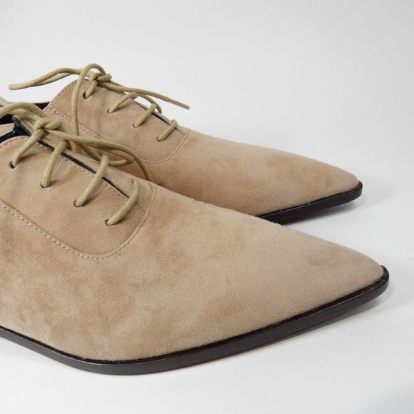 L'AGENCE Elise III Pointed Toe Oxford Flat Shoes Size 6.5 Cappuccino Suede NEW - Picture 14 of 16